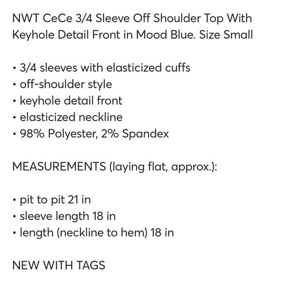 NWT CeCe French Riviera off shoulder blouse - S - Picture 8 of 8